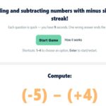 Maths Quiz with Negative Numbers